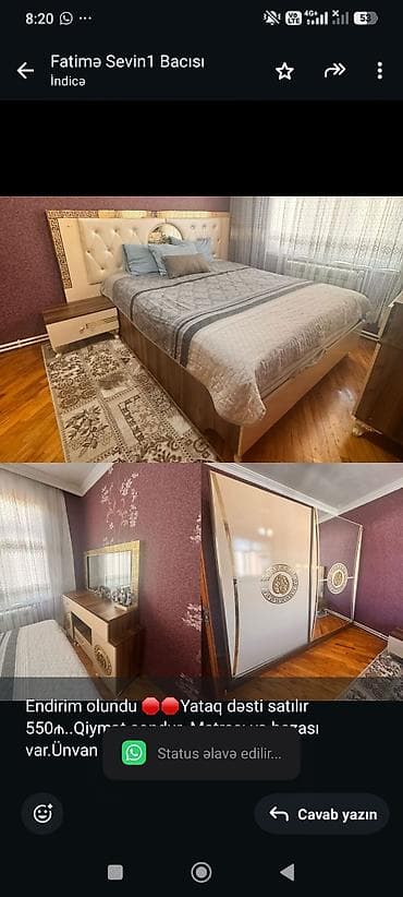 Endirim olundu 🛑🛑Yataq dəsti satılır 550₼. Qiymət sondur. Matrası və — 1