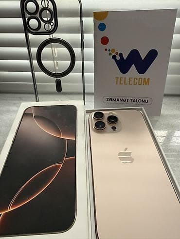 iphone 12 qiymət: IPhone 16 Pro Max, 256 GB, Desert Titanium, Zəmanət, Barmaq izi, Simsiz şarj — 1