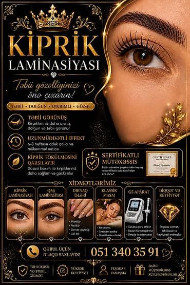 Xidmət: Kiprik Laminasiyası və Gözəllik Prosedurları Kiprik