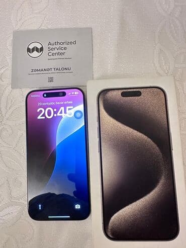 iphone 15 dubayski: IPhone 15 Pro, 128 GB, Natural Titanium, Zəmanət — 2