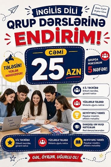 Xarici dil kursu, İngilis dili, Böyüklər üçün, Uşaqlar üçün, Danışıq klubu, IELTS/TOEFL, Abituriyentlər üçün