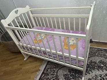 tarsofka boya: Ağ rəngli taxta beşik - Material: bərk taxta, təhlükəsiz, zəhərsiz — 2