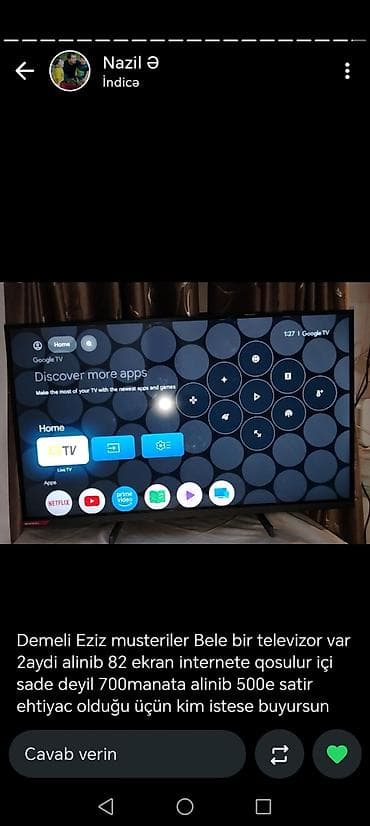 teve box: 82 ekran (təxminən 32") Smart TV – Google TV interfeysi ilə. - — 1