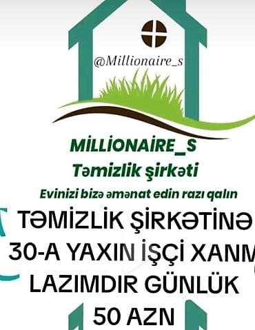 Xidmət ev təmizliyi. xırdalanda olan işlər götürülür ancaq.başqa