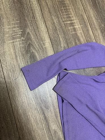 Kişi ayaqqabıları: Bənövşəyi rəngdə qadın köynəyi/svitşot tipli bluz. - Uzunqol, rahat — 2