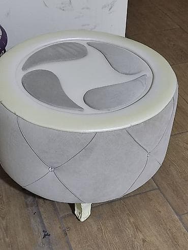 parca stul: İşlənmiş, Pufik oturacaq, Parça, rəng - Boz, Kredit yoxdur, Çatdırılma yoxdur — 1