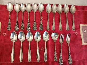 qaşıq desti: Gümüş rəngli antik üslubda stol qaşıq‑çəngəl dəsti Tərkib: - Müxtəlif — 1