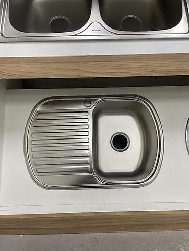 dus kabinler: Kvadrat Mətbəx çanağı, Paslanmaz polad — 2