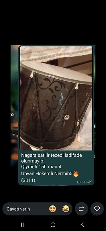Nagara – klassik milli zərb aləti. - Korpus: qara rəngli, naxışlı