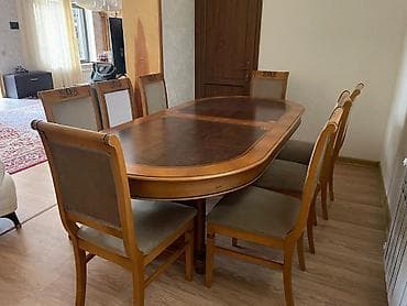Qonaq otağı üçün, İşlənmiş, Açılan, Oval masa, 8 stul
