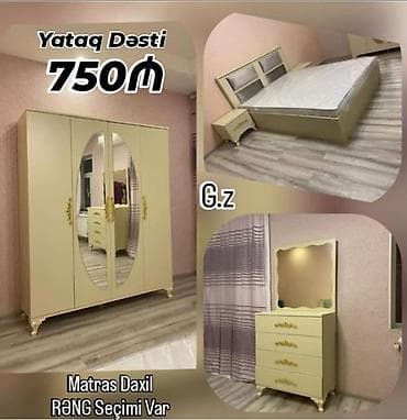 komodlar: Yataq Dəsti – 750₼ Komplekt: - 2 nəfərlik çarpayı (matras daxil) - 2 — 1
