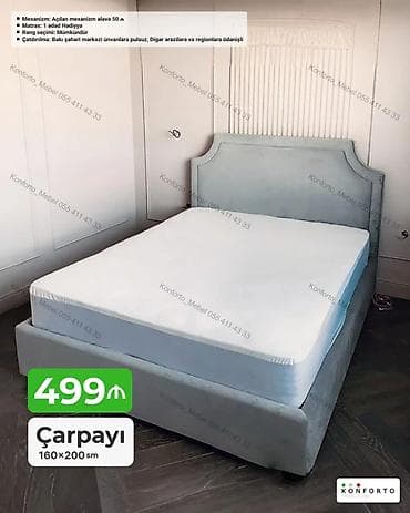 Çarpayı – 160×200 sm - Yumşaq başlıqla müasir dizayn - Ölçü: 160×200 — 1