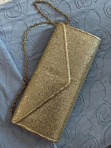 termo canta: Qızılı rəngli zəncirli clutch/çanta - Rəng: metalik qızılı, parıltılı — 3