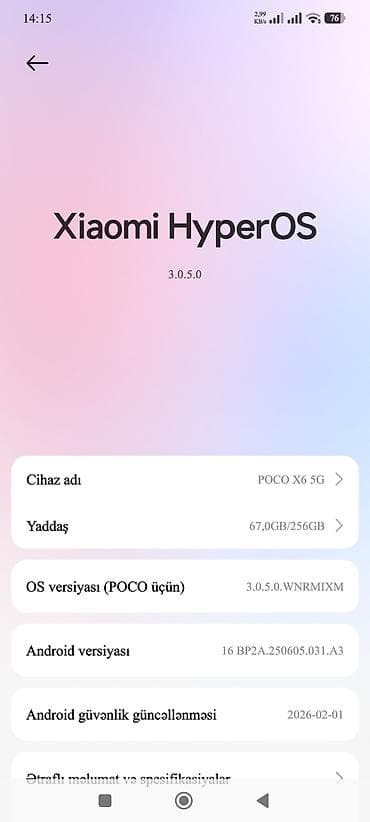 poco x6 qiyməti: Poco X6, 256 GB, rəng - Qara, Face ID — 4