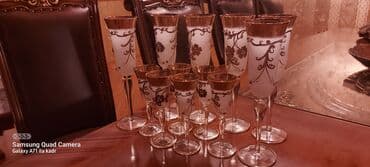 12 yas ucun tortlar: Qədəhlər, rəng - Qızılı, Şüşə, 12 ədədli dəst — 7