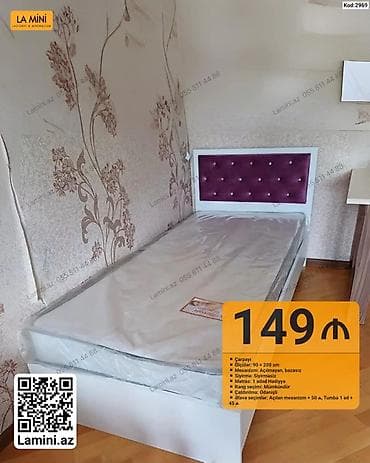 kravat basliqlari: Çarpayı – 90×200 sm, tək nəfərlik - Ölçü: 90 × 200 sm - Mexanizm — 3