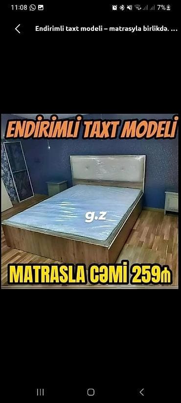 taxt satilir: Endirimli taxt modeli – matrasla birlikdə. - Taxt: taxta əsaslı — 1