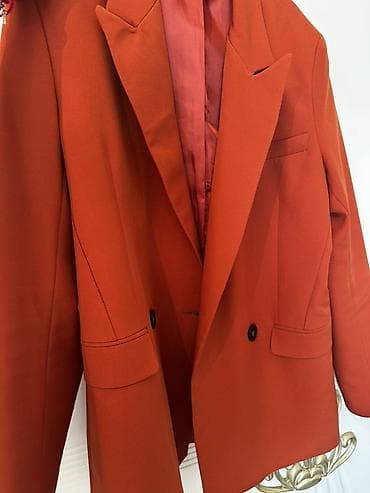 şalvar tulum: Qadın üçün iki düyməli narıncı (tünd tərkibli korall/rust) blazer - — 1