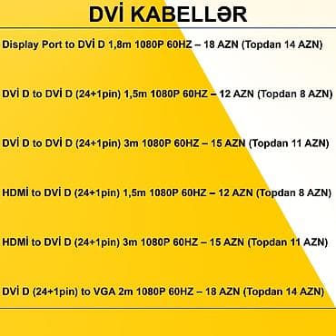 printer usb: DVİ Kabellər ⭐Display Port to DVİ D 1,8m 1080P 60HZ – 18 AZN (Topdan — 2