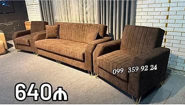 oturaca: 3 hissəli yumşaq mebel dəsti - Tərkib: 1 ədəd 3 nəfərlik divan + 2 — 1