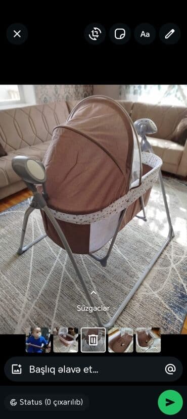 elektron nəni: Elektrikli beşik-sallanan beşik - Rəng: qəhvəyi/bej tonları - Güclü — 1