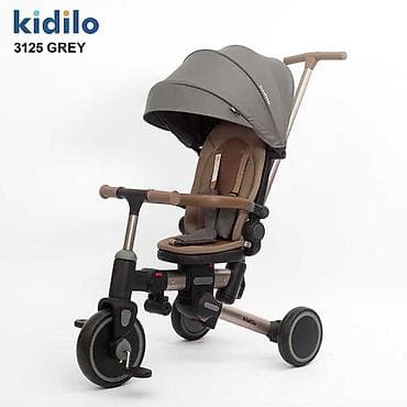 3 tekerli velosiped satisi: Kidilo 3125 uşaq üçtəkərli velosiped/araba - 4 rəng: Grey, Beige — 1