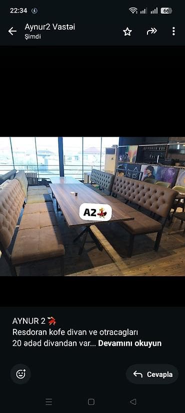 AYNUR 2 💃 Resdoran kofe divan ve otracagları 20 ədəd divandan var 1 — 1