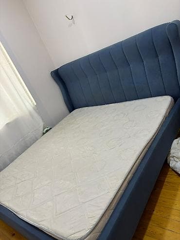 taxta tavan: Məhsul: Yumşaq başlıqlı iki nəfərlik çarpayı və döşək - Ölçü: təxmini — 2