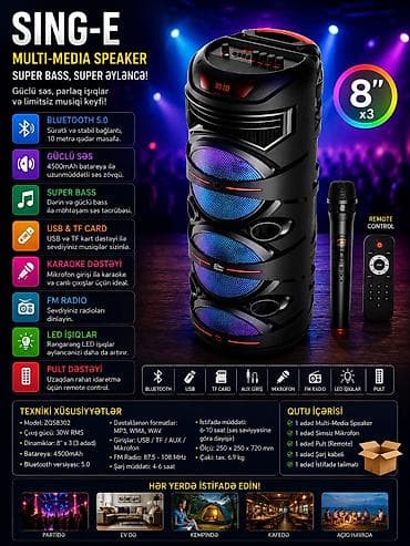 Настольные ПК и комплектующие: Kz-950001 45 azn kreditle 135 azn qiymət Səsucaldan kalonka karaoke — 1