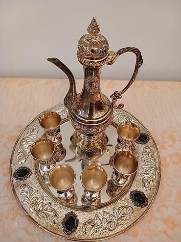 ibrik: Qəhvə dəsti, rəng - Qızılı, Metal, 6 nəfərlik — 1