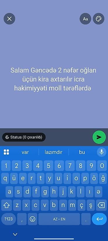 Gəncədə 2 nəfər oğlan üçün kirayə mənzil axtarılır. İcra Hakimiyyəti