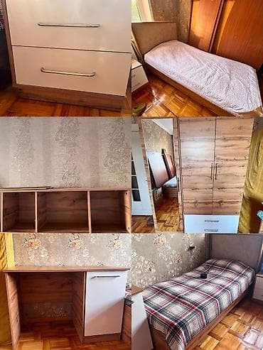 3 qapılı dolab 2 ədəd tək nəfərlik matraslı bazasız çarpayı 1 ədəd