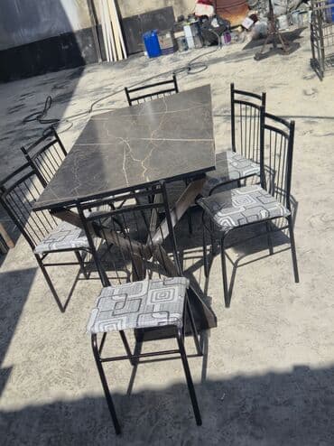 стол для маникюра: Qonaq otağı üçün, Yeni, Açılmayan, Dördbucaq masa, 6 stul — 4