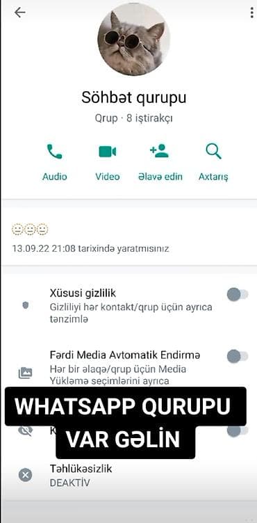 Xidmət: WhatsApp söhbət qrupu Təsvir: - Mövzu: gündəlik söhbətlər