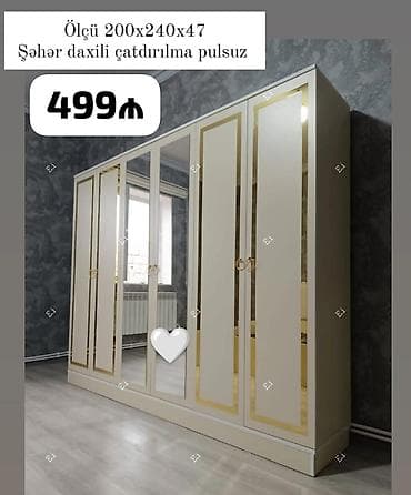 Altıqapılı dolab, güzgülü və qızılı rəngli elementləri ilə. Ölçüləri lalafo.az -da Altıqapılı dolab, güzgülü və qızılı rəngli elementləri ilə. Ölçüləri