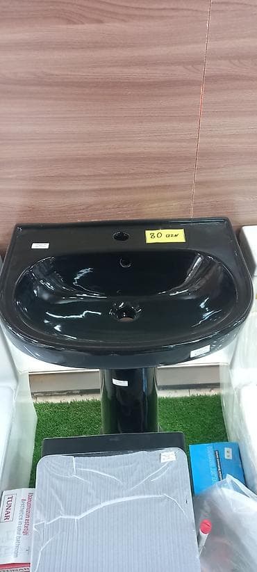 ламинат баку цены: Qara keramika paltar yuyucu/əl-üz yuma lavabosu (piedestal ilə) - — 1