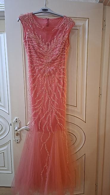 Zərif ziyafət/libas – somon/çəhrayı rəngdə uzun model. - Üst hissə