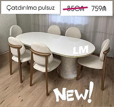 kapron stul: Qonaq otağı üçün, Açılmayan, Oval masa, 6 stul — 1