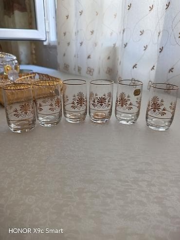 Stəkanlar, rəng - Qızılı, Şüşə, 6 ədədli dəst, 200 ml — 1