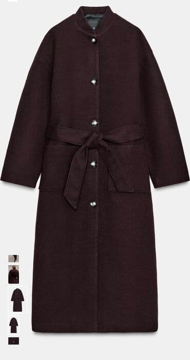 Baş geyimləri: Palto, Zara, M, rəng - Qəhvəyi — 4