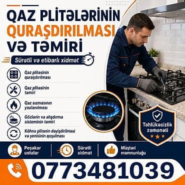 Qaz plitələrinin quraşdırılması və təmiri xidməti Sürətli və etibarlı — 1
