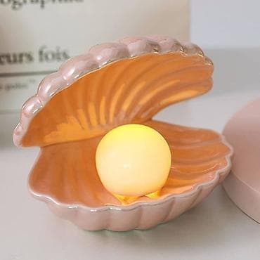 sine sekilleri: İnci İşıqlı İstiridye Masa Lampası - Dizayn: İstiridye qabığında inci — 4