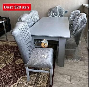 Mətbəx üçün, Açılmayan, Dördbucaq masa, 6 stul