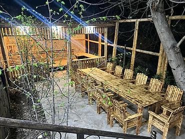 bag evi mebelleri: Yeni, Kvadrat masa, Açılmayan, Stullar ilə, Taxta, Azərbaycan — 8