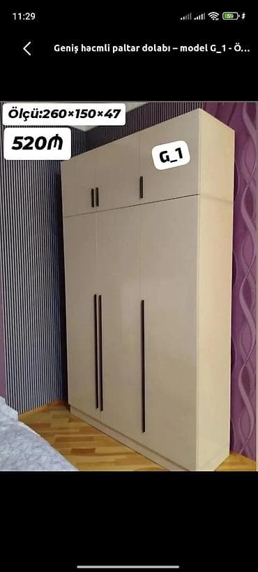 odul soba: Geniş həcimli paltar dolabı – model G_1 - Ölçü: 260 × 150 × 47 sm - — 1