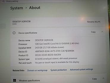 komputer notebook: Lenovo Legion (15.6") noutbuk Texniki xüsusiyyətlər: - Prosessor — 7