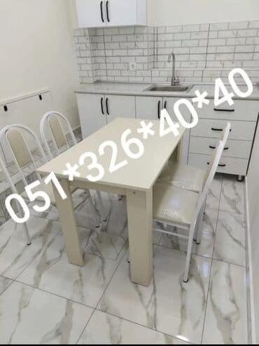 Masa və oturacaq dəstləri: Qonaq otağı üçün, Yeni, Açılan, Dördbucaq masa, 6 stul — 20