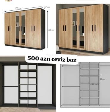 şkaf ucuz: Yeni, Açılan, 5 qapı Düz dolab, Şifonyer, Azərbaycan — 5