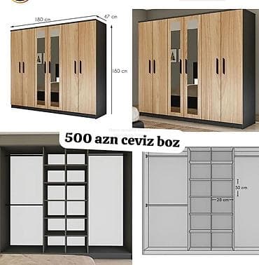 Sifarişlə ofis mebeli: Düz dolab, Yataq otağı üçün, Şifonyer, Açılan, Quraşdırıla bilən, 4 qapılı — 3
