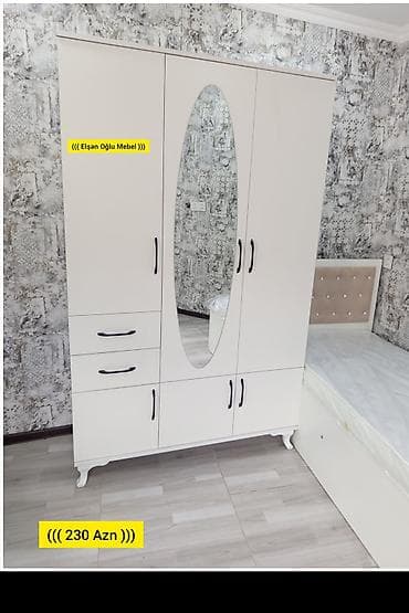 demir dolab: Yeni, 3 qapılı, Güzgülü, Ağ, Digər material, Açılan, Düz dolab — 1